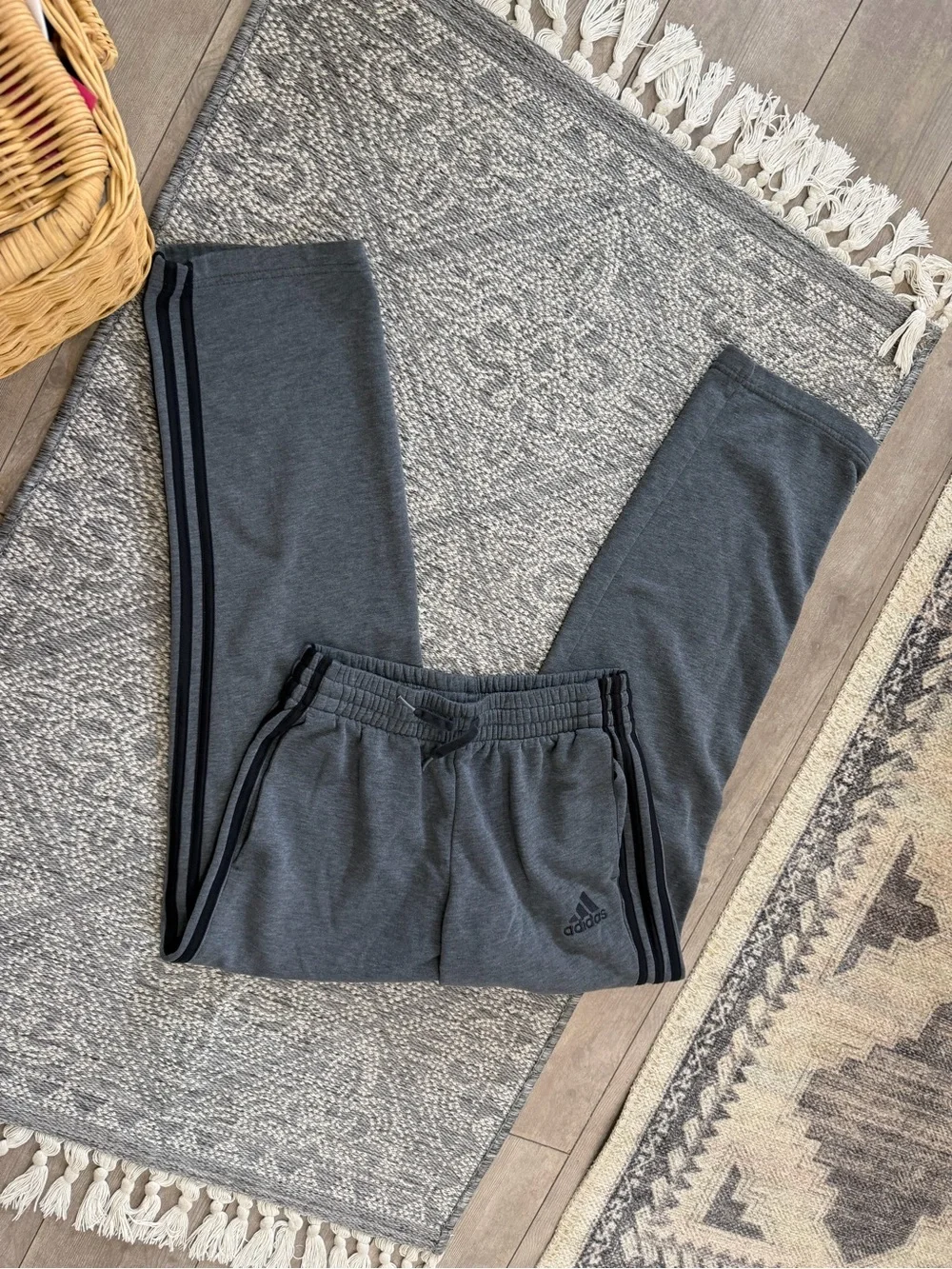 adidas Charcoal Gray Men's Joggers with Black Side Stripes Small *Flawed*